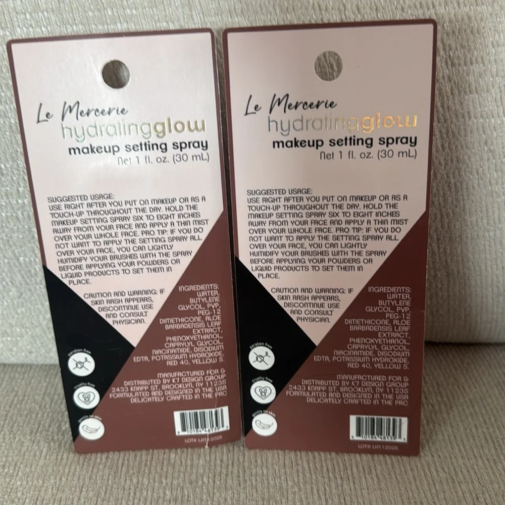 NWT- Le MERCERIE 2 pack Hydrating Glow Makeup Setting Spray - Clear/Dewy Finish